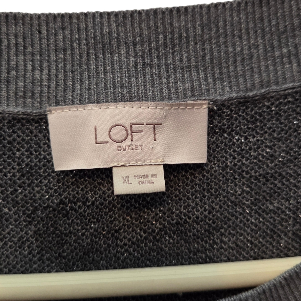 Loft Outlet Sweater Leopard Print Gray Metallic Size XL - Picture 2 of 3